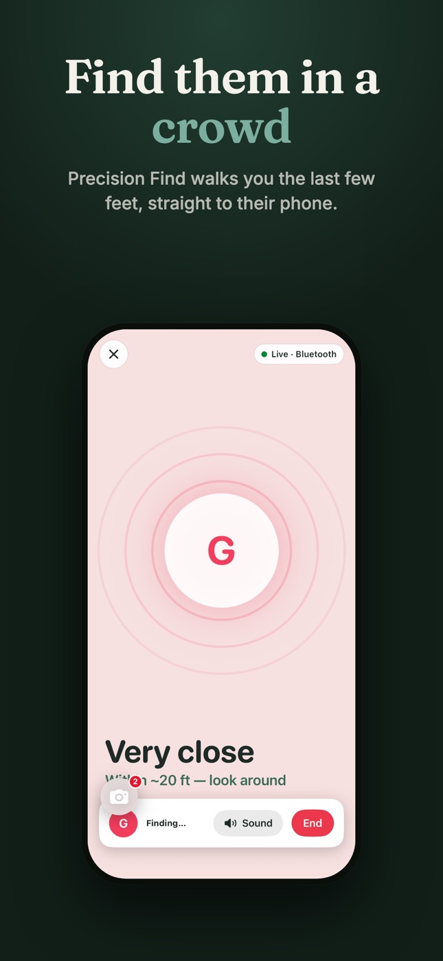Find them in a crowd — Precision Find walks you the last few feet